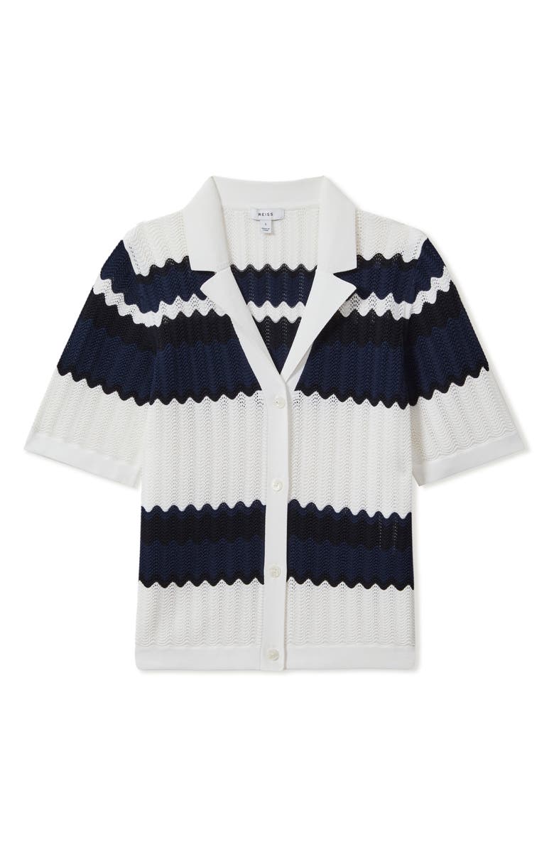 Reiss Alba Stripe Button-Up Polo Sweater, Alternate, color,