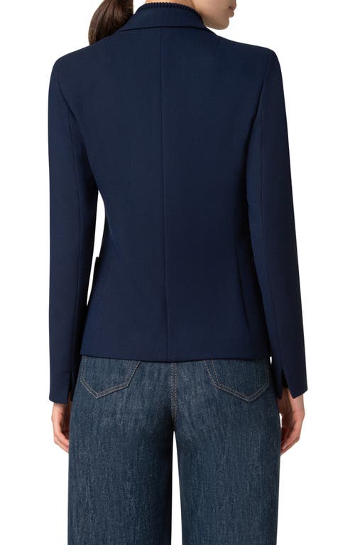 Akris Punto Double-breasted Illusion Canvas Crepe Blazer In Navy