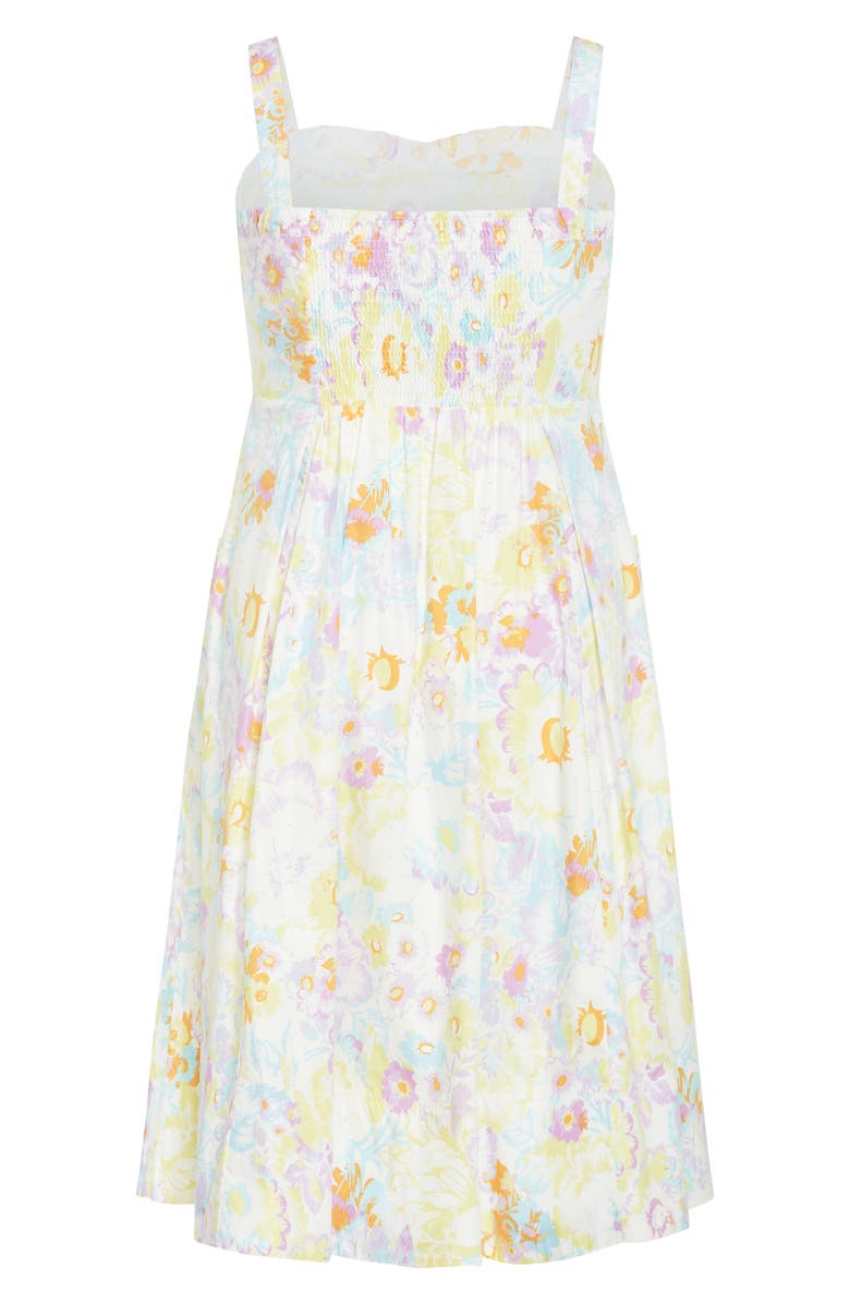 City Chic Luiza Floral Ruffle Trim Midi Dress, Alternate, color, 