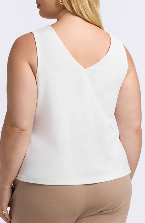 Foxcroft Callie Sleeveless Crepe Knit Top In White