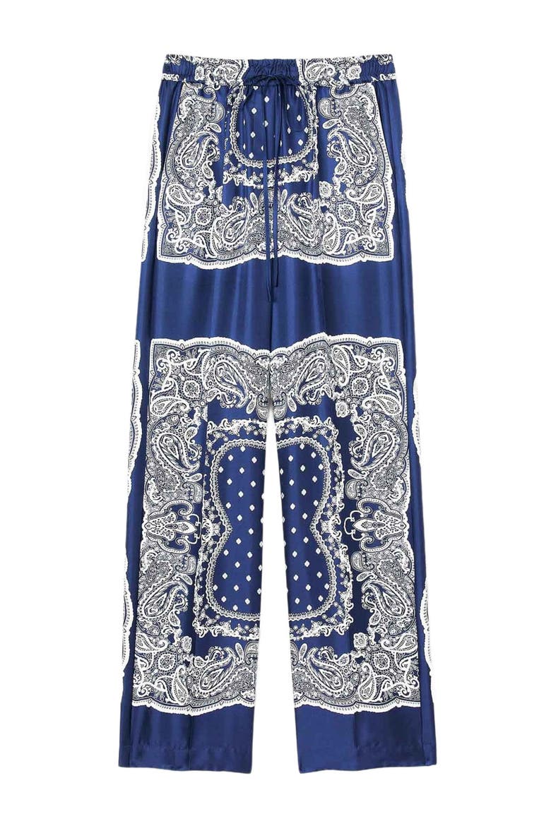 Bandana-print floaty trousers, Alternate, color, Blu / white