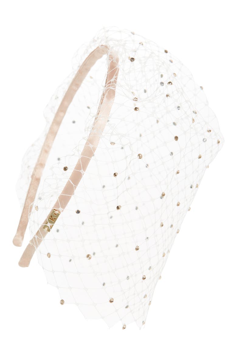 Crystal Veil Satin Headband, Main, color, BLUSH