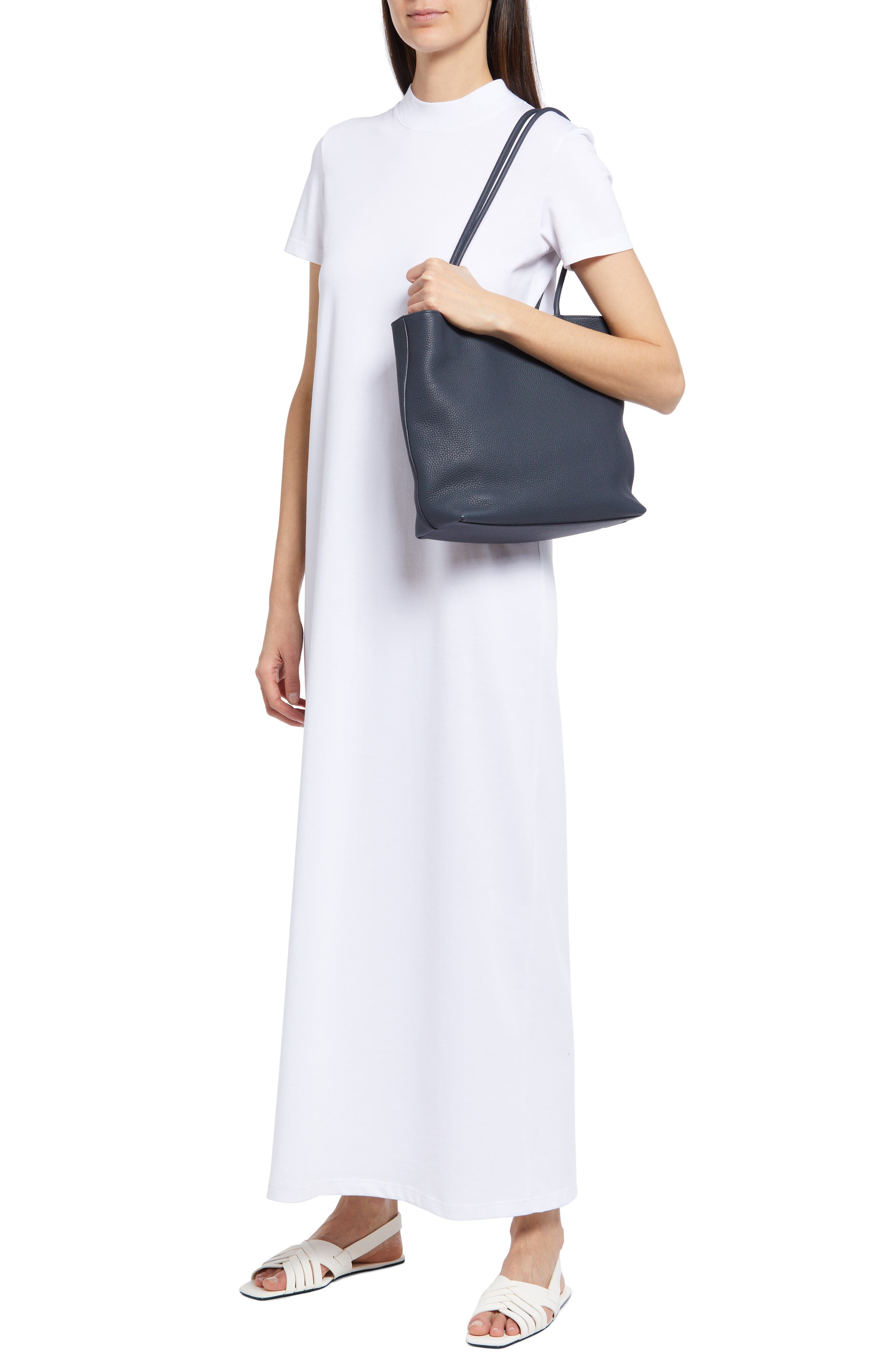 The Row Medium Leather Shopper Tote, Alternate, color, 