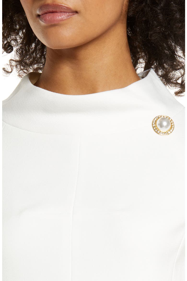 Stand Collar A-Line Dress, Alternate, color, IVORY