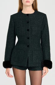 WAYF x Rose Lola Bouclé Jacket with Faux Fur Cuffs