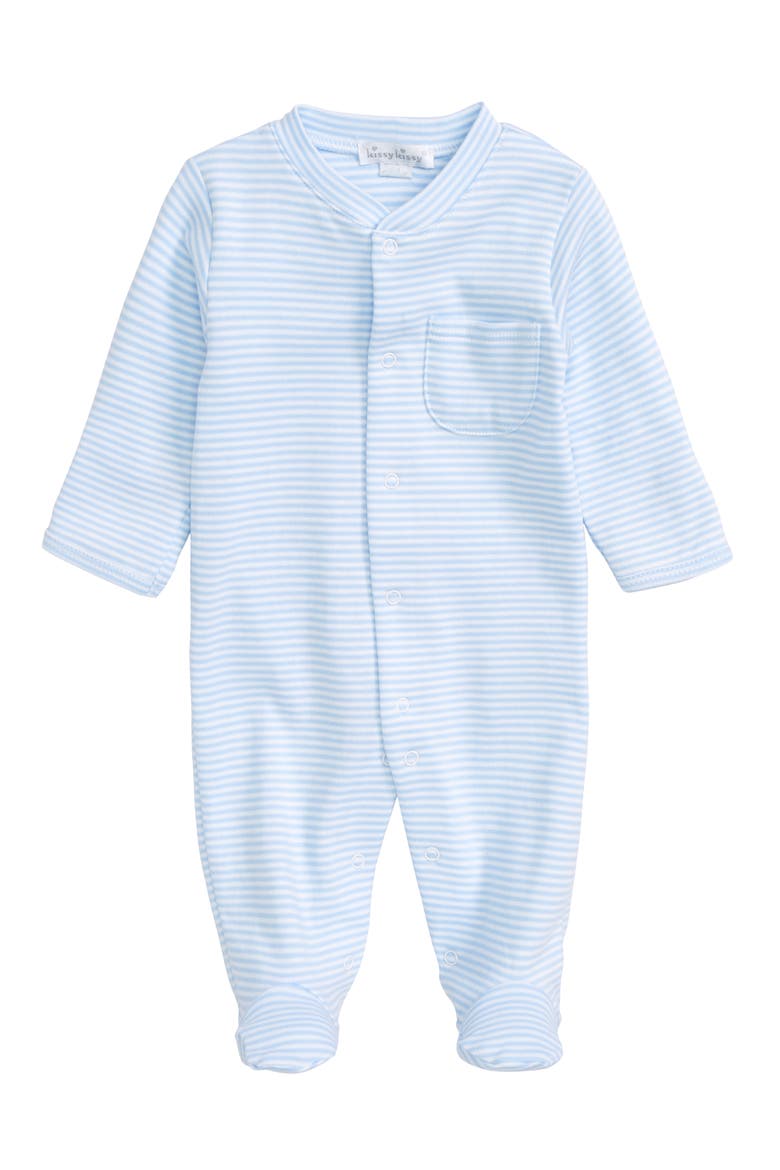 Stripe Pima Cotton Footie, Main, color, LIGHT BLUE