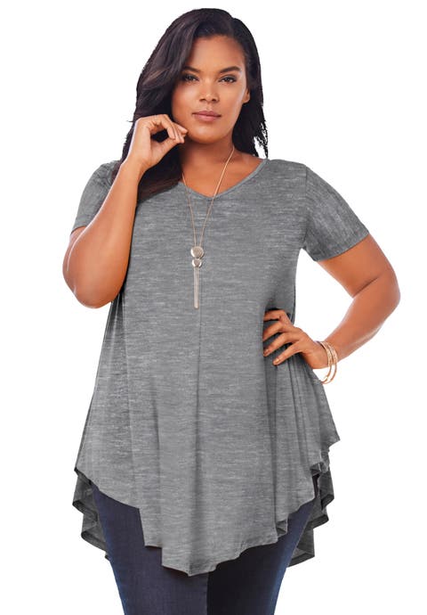 Plus Size Ultra Drape V Neck Swing Tunic Top