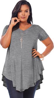 Roaman's Plus Size Ultra Drape V Neck Swing Tunic Top