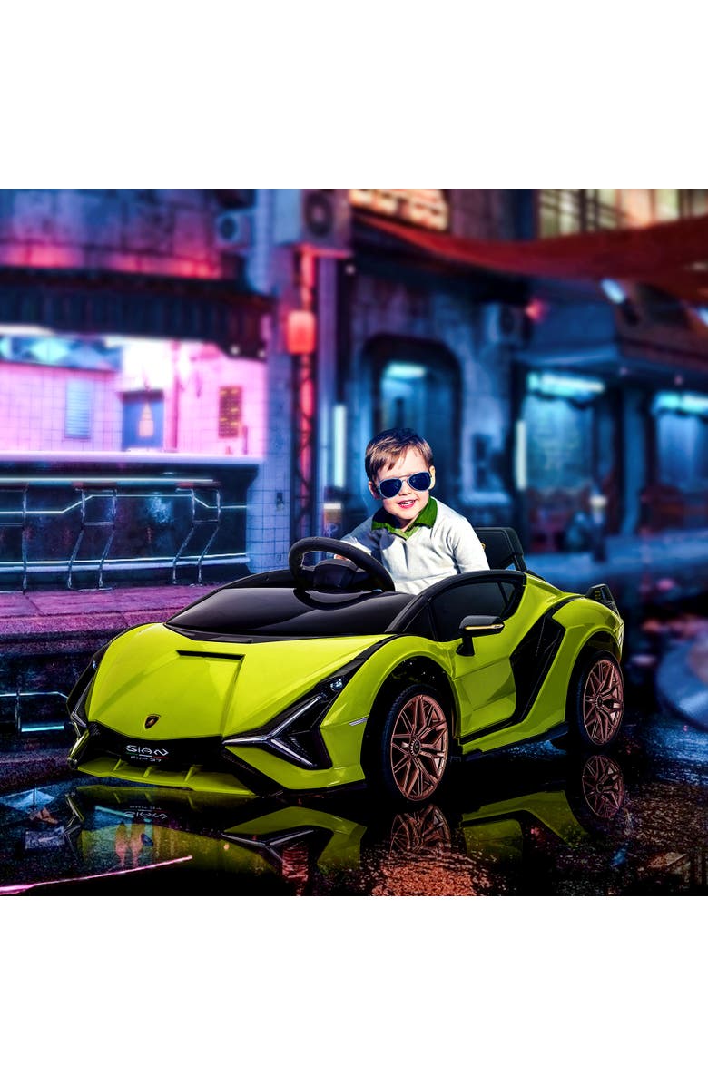 Aosom 12V Lamborghini SIAN Licensed Ride on Car with Remote Control, Horn, Music, Headlights, Alternate, color, Green