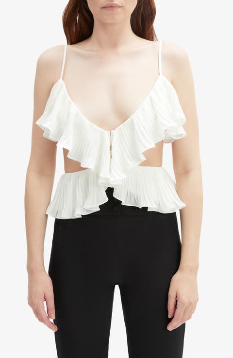 Ilara Ruffle Pleated Cutout Camisole
