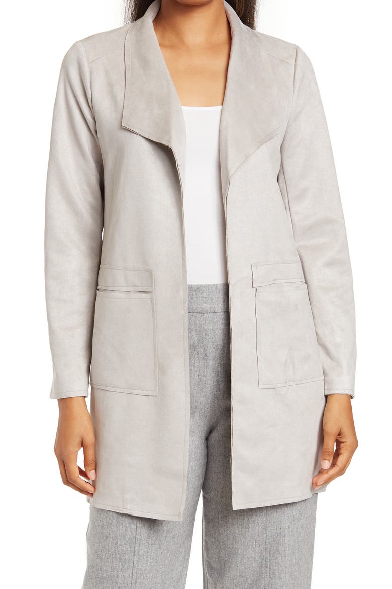 Faux Suede Jacket, Main, color, ICE GREY