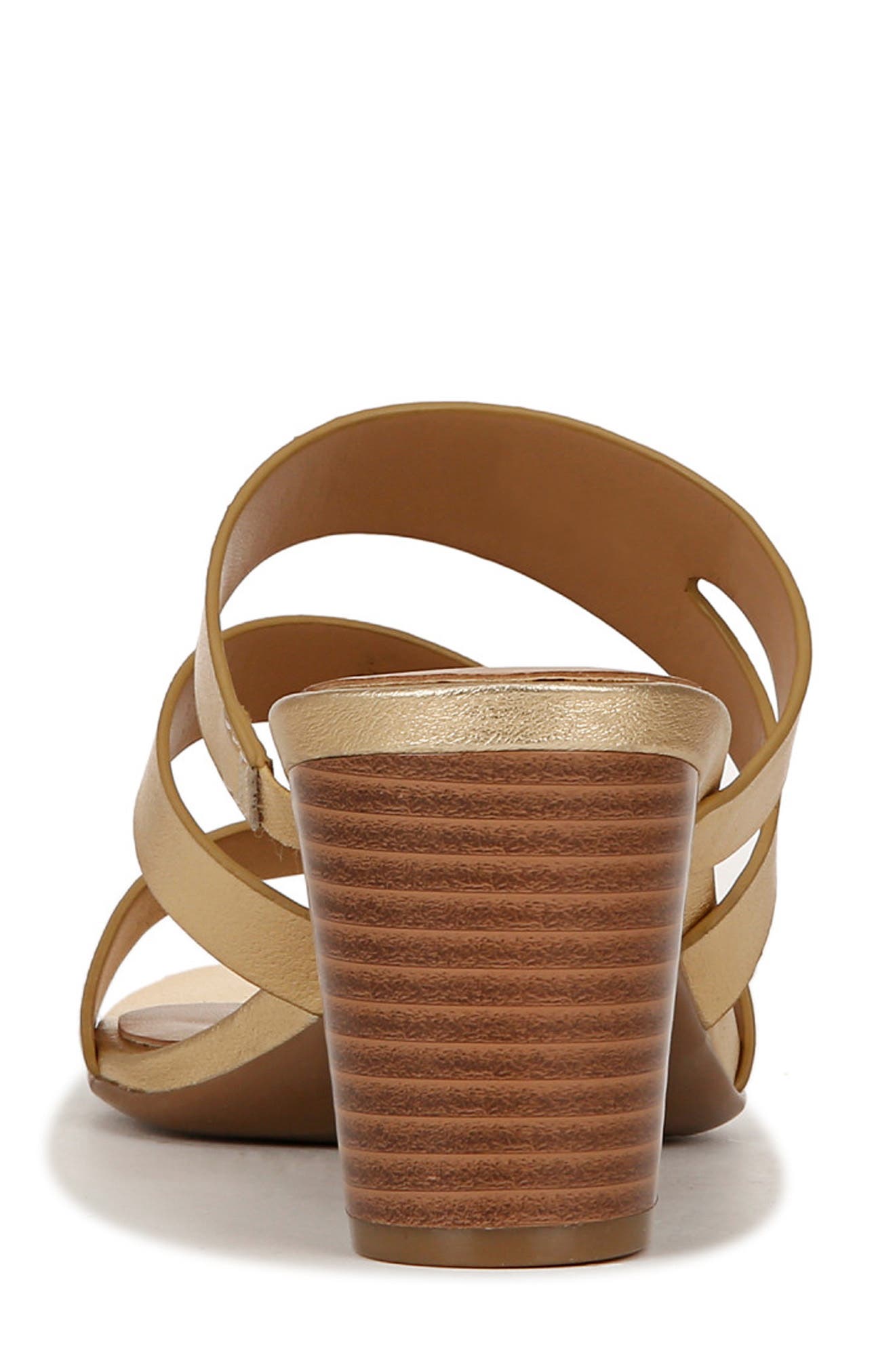 Naturalizer Beaming Block Heel Slide Sandal, Alternate, color, Dark Gold Faux Leather