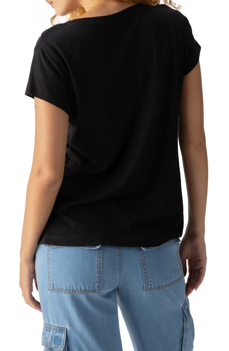 Sanctuary The New Girl Split Neck T-Shirt, Alternate, color, Black