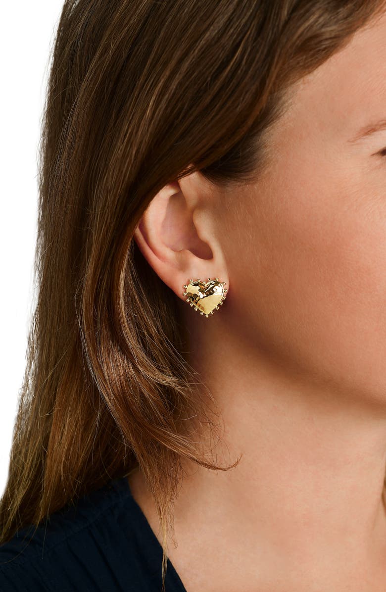 Anabel Aram Jewelry Heart Stud Earrings, Alternate, color, Gold