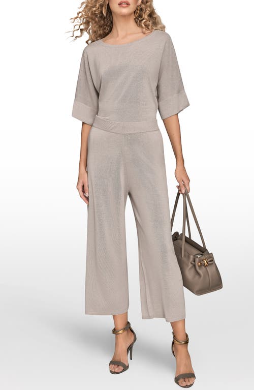 Donna Karan New York Sequin Dot Crop Wide Leg Knit Pants In Gray