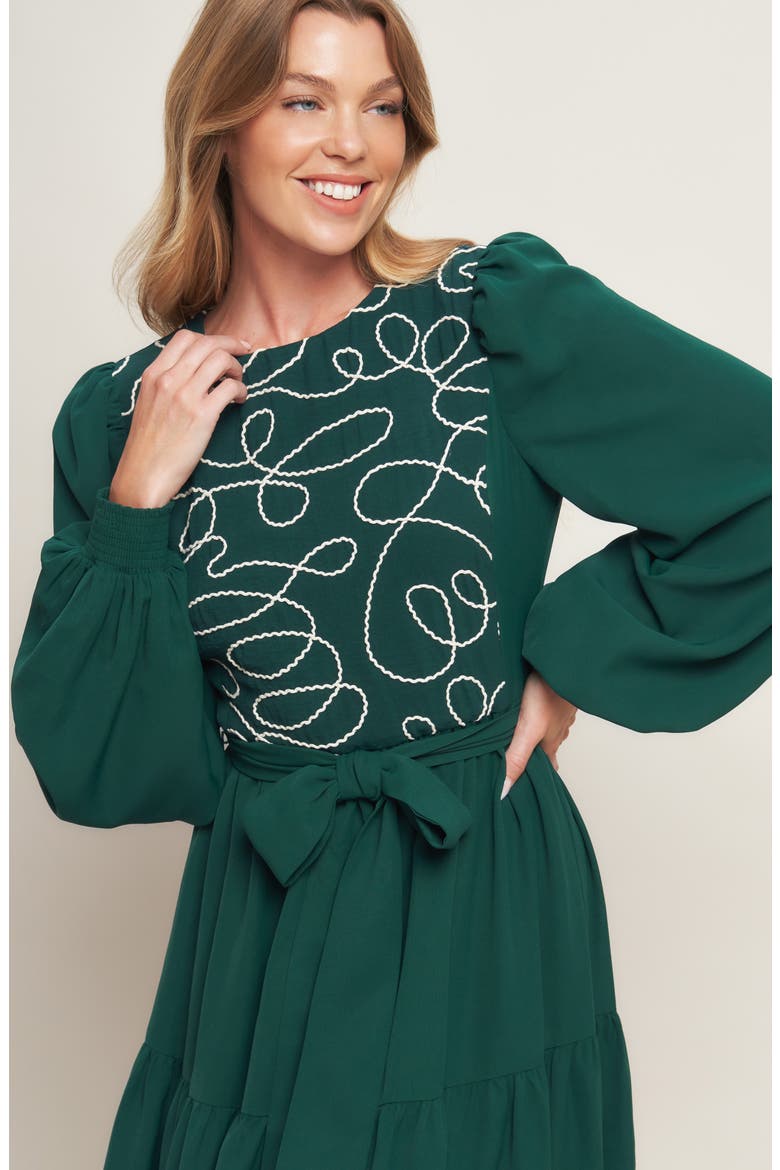 Long Sleeve Solid Midi Dress, Alternate, color, HUNTER GREEN