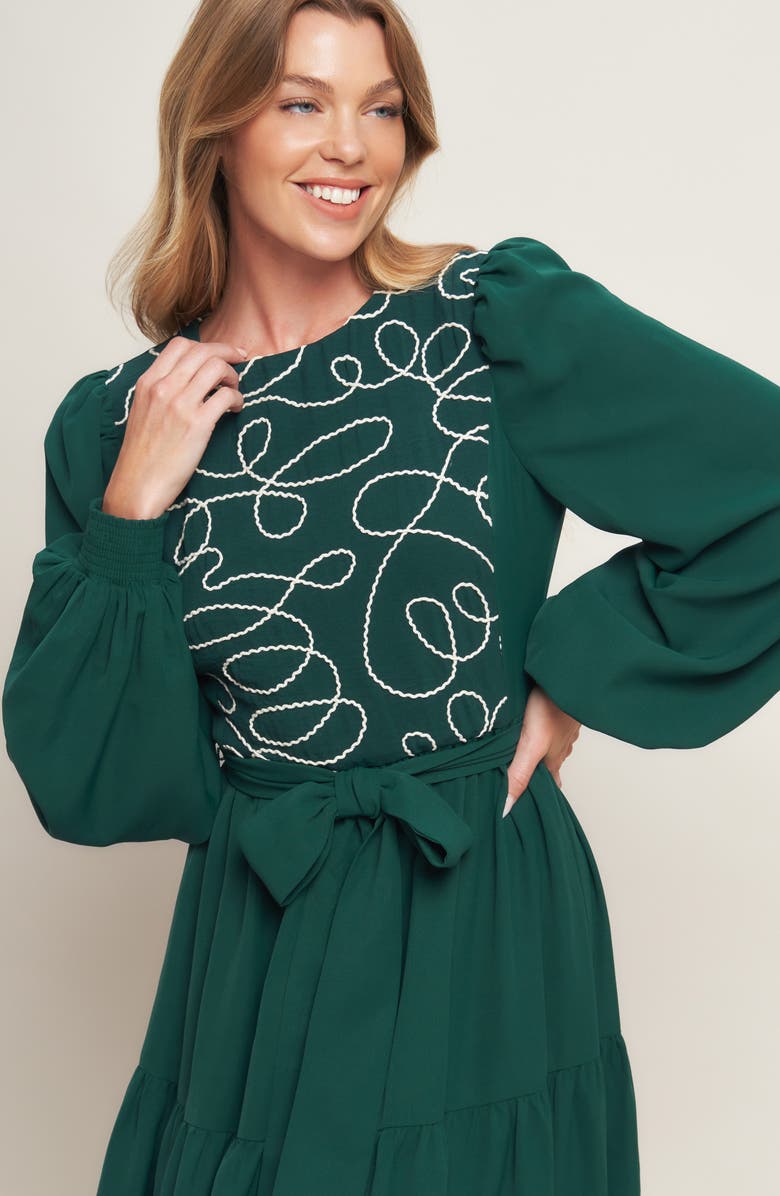 FLYING TOMATO Long Sleeve Solid Midi Dress, Alternate, color, Hunter Green