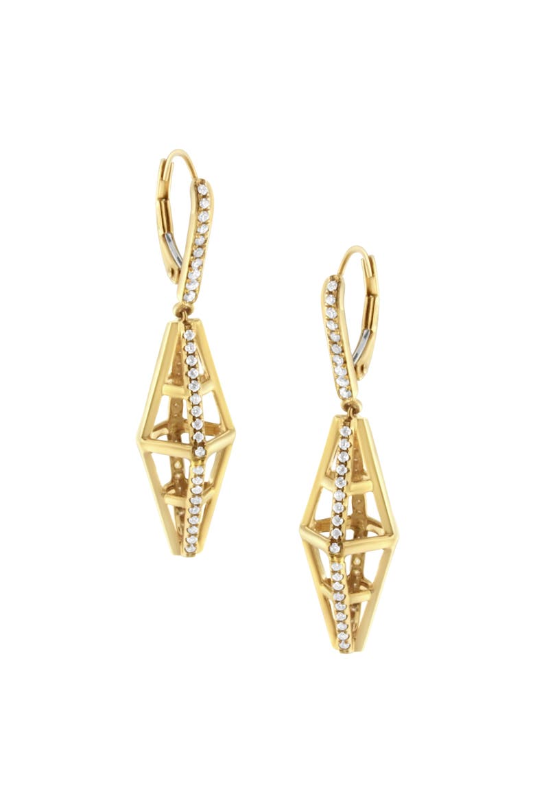 14K Yellow Gold 5/8 Cttw Diamond Geometrical Pillar Drop and Dangle Earrings, Alternate, color, Yellow