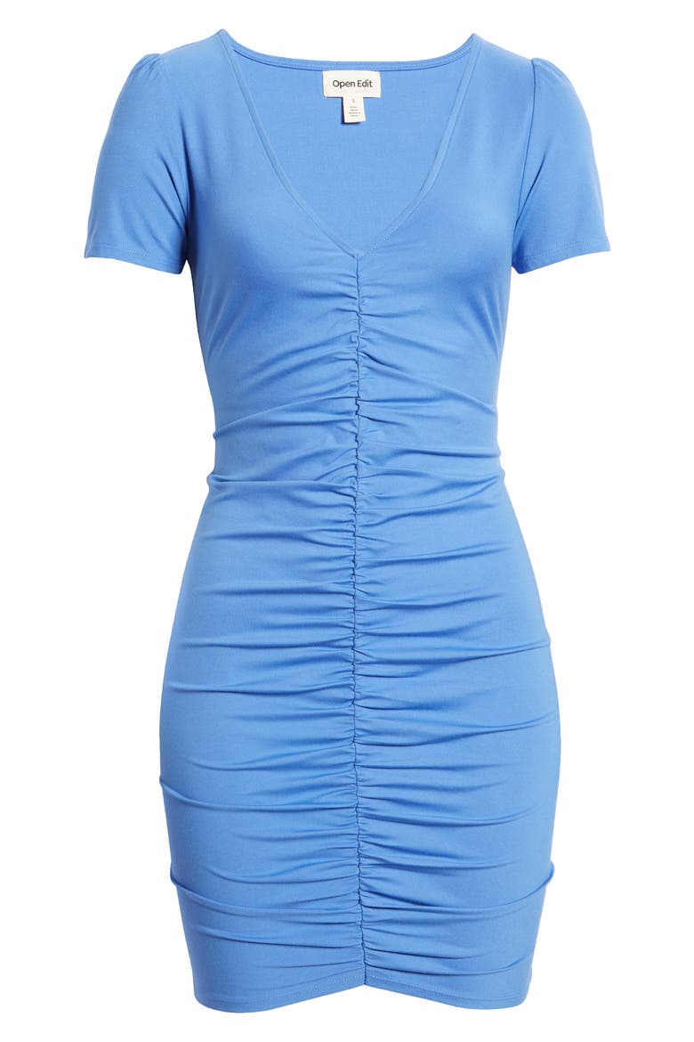 Ruched Short Sleeve Dress, Alternate, color, BLUE AMPARO