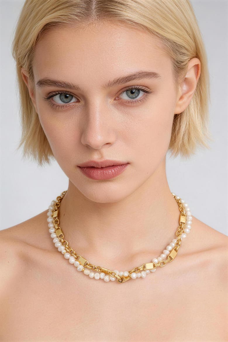 Mia Freshwater Pearl Necklace Duo Set, Alternate, color, Gold