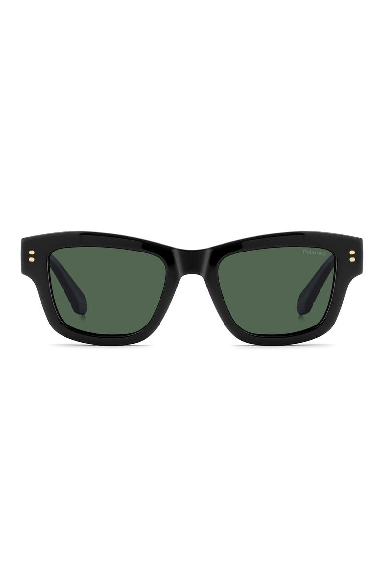 49mm Small Polarized Rectangular Sunglasses, Main, color, BLACK/ GREEN PZ