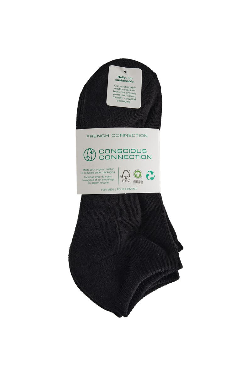 French Connection Organic Cotton Half Cushion Low Cut Sock 5-Pack, Alternate, color, Black