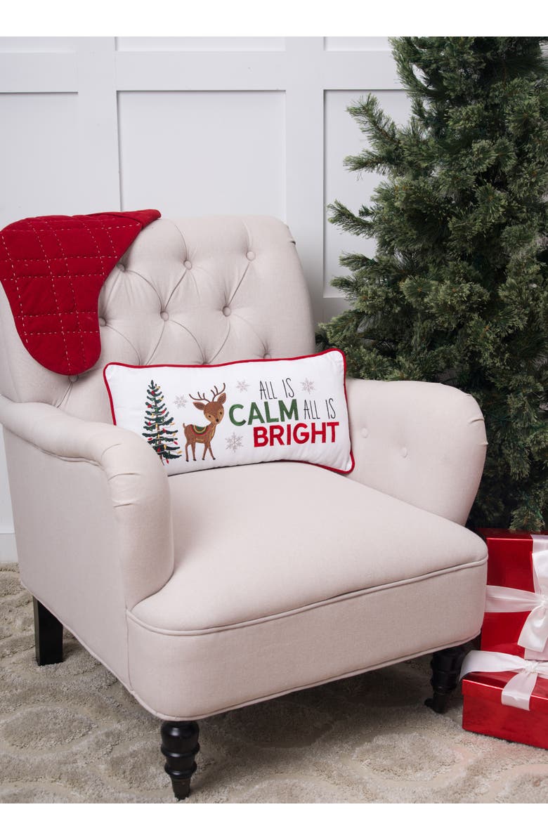 C&F Home Calm & Bright Reindeer Small Christmas Accent Pillow, 10" x 20", Alternate, color, Green