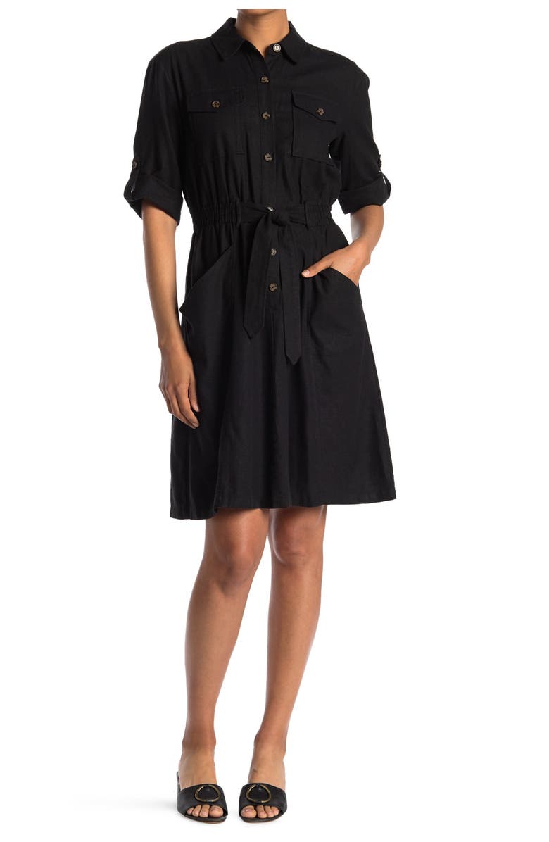 Calvin Klein Washed Linen Blend Shirt Dress | Nordstromrack