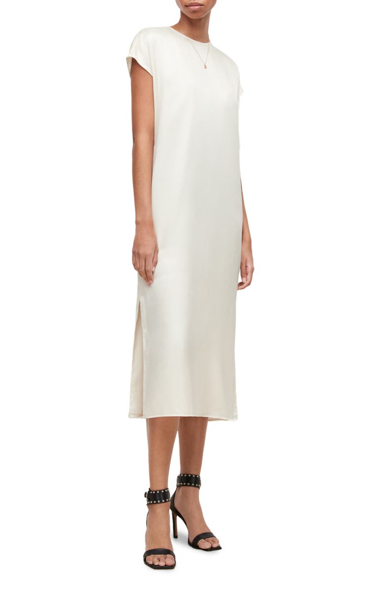 AllSaints Etta Satin Midi Dress, Alternate, color, 