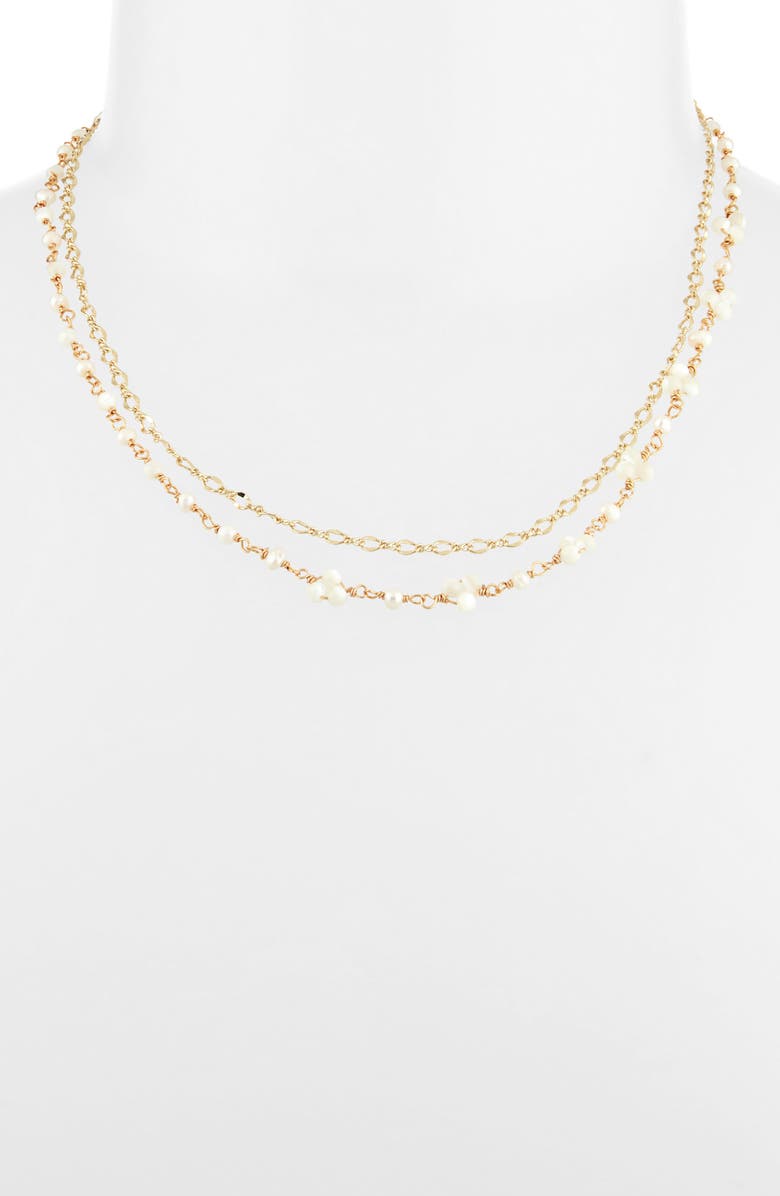 Panacea Layered Crystal & Faux Pearl Necklace, Main, color, White