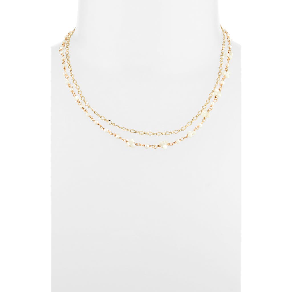 Panacea Layered Crystal & Faux Pearl Necklace In White