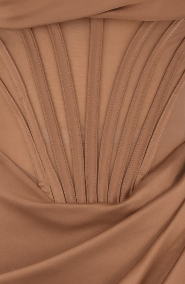 HOUSE OF CB Lulu Corset One-Shoulder Satin Midi Dress, Alternate, color, 