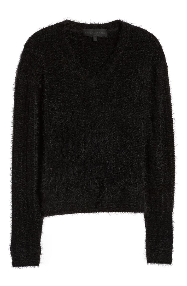 KENDALL + KYLIE V-Neck Eyelash Sweater, Alternate, color, 