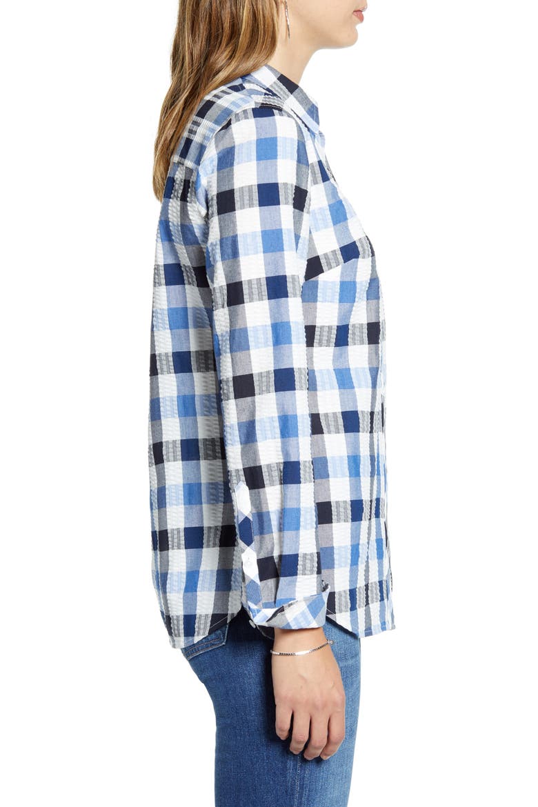 Check Seersucker Button Up Shirt, Alternate, color, BLUE MULTI CHECK