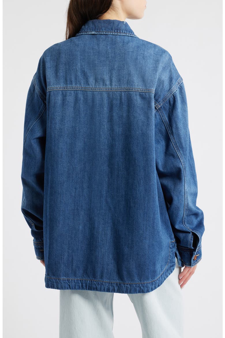 Oversize Cotton Blend Denim Shirt, Alternate, color, MEDIUM WASH