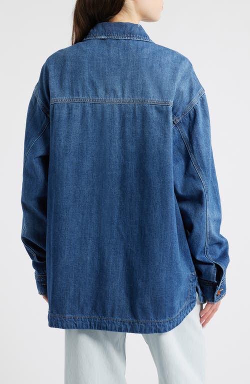 Hidden Jeans Oversize Cotton Blend Denim Shirt In Medium Wash