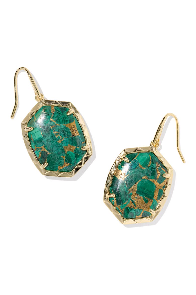 Daphne Drop Earrings, Main, color, GOLD/ BRONZE/ GREEN MALACHITE