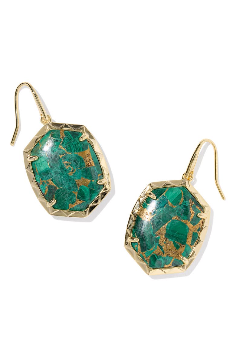 Kendra Scott Daphne Drop Earrings, Main, color, Gold/ Bronze/ Green Malachite
