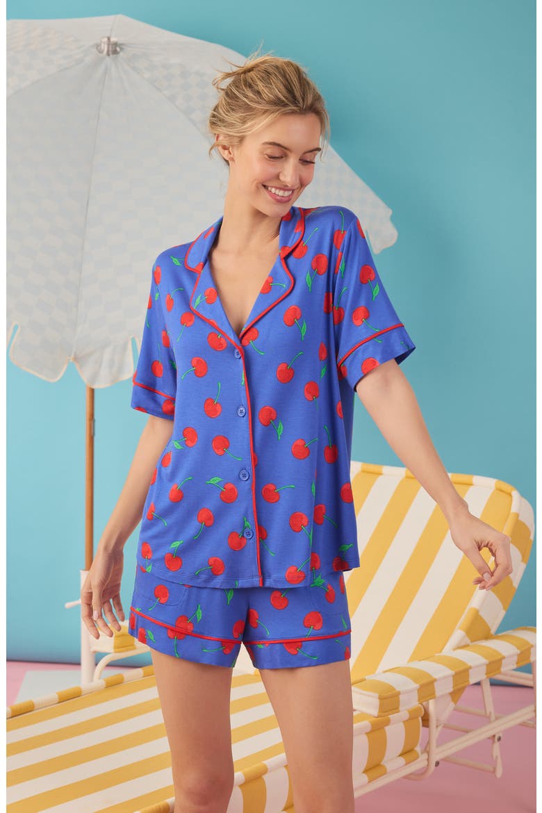 Print Short Pajamas, Alternate, color, BLUE PRINT