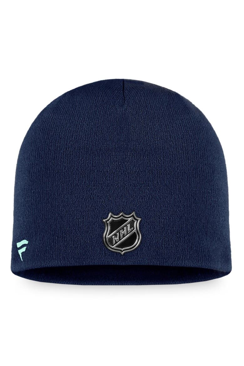 Men's Fanatics Branded Deep Sea Blue Seattle Kraken 2022 Training Camp Authentic Pro Beanie, Alternate, color, Navy