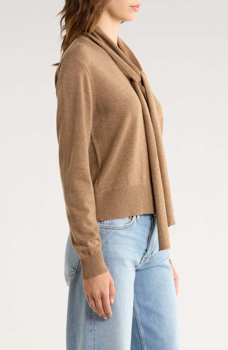 ASTR the Label Glynne Scarf V-Neck Cardigan, Alternate, color, Tan