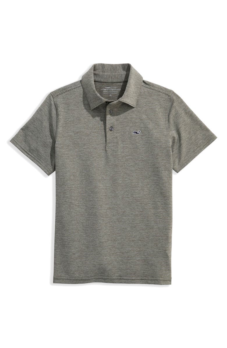 vineyard vines Kids' St. Jean Stripe Sankaty Performance Polo, Main, color, Gray Pine/ White Cap