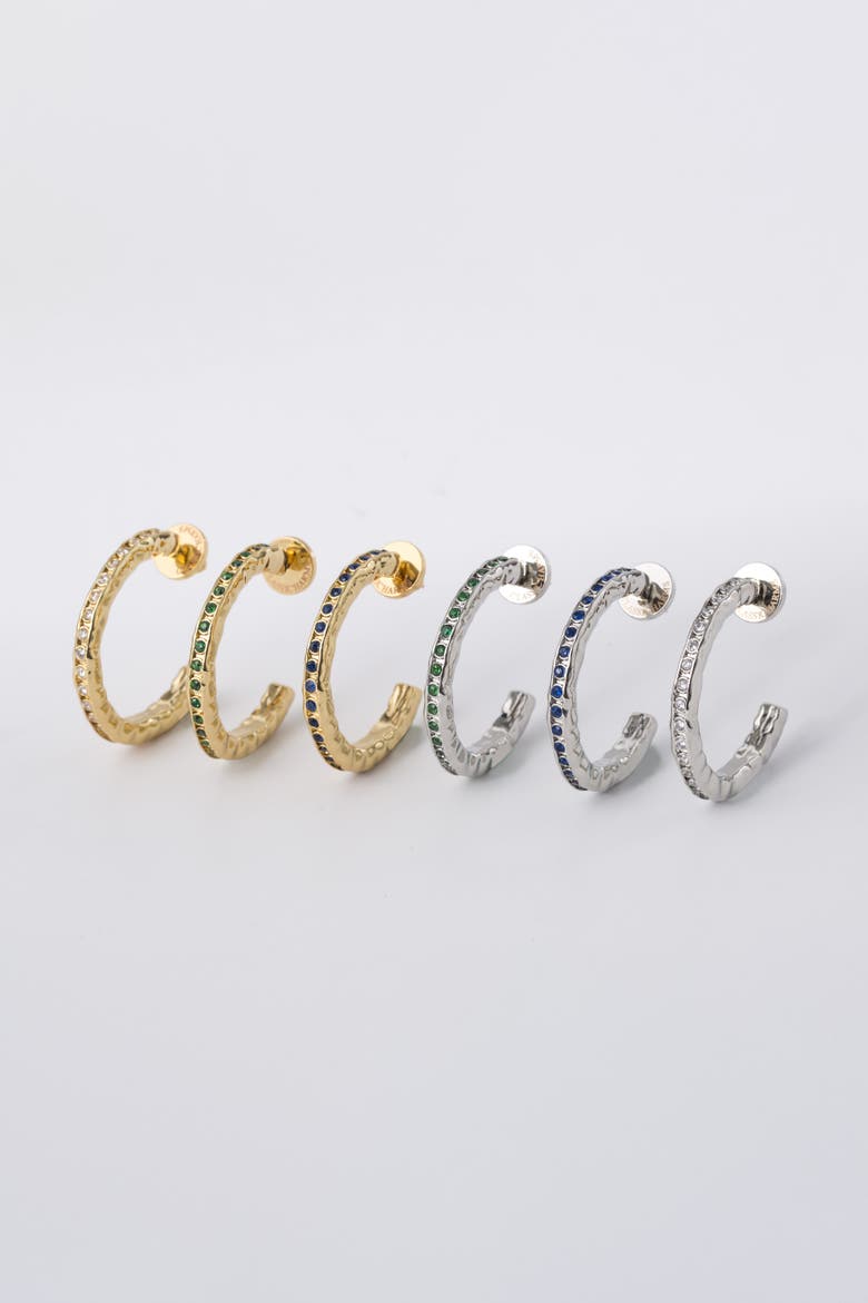 Stella Molten Color Cubic Zirconia Hoop Earrings, Alternate, color, Gold/White
