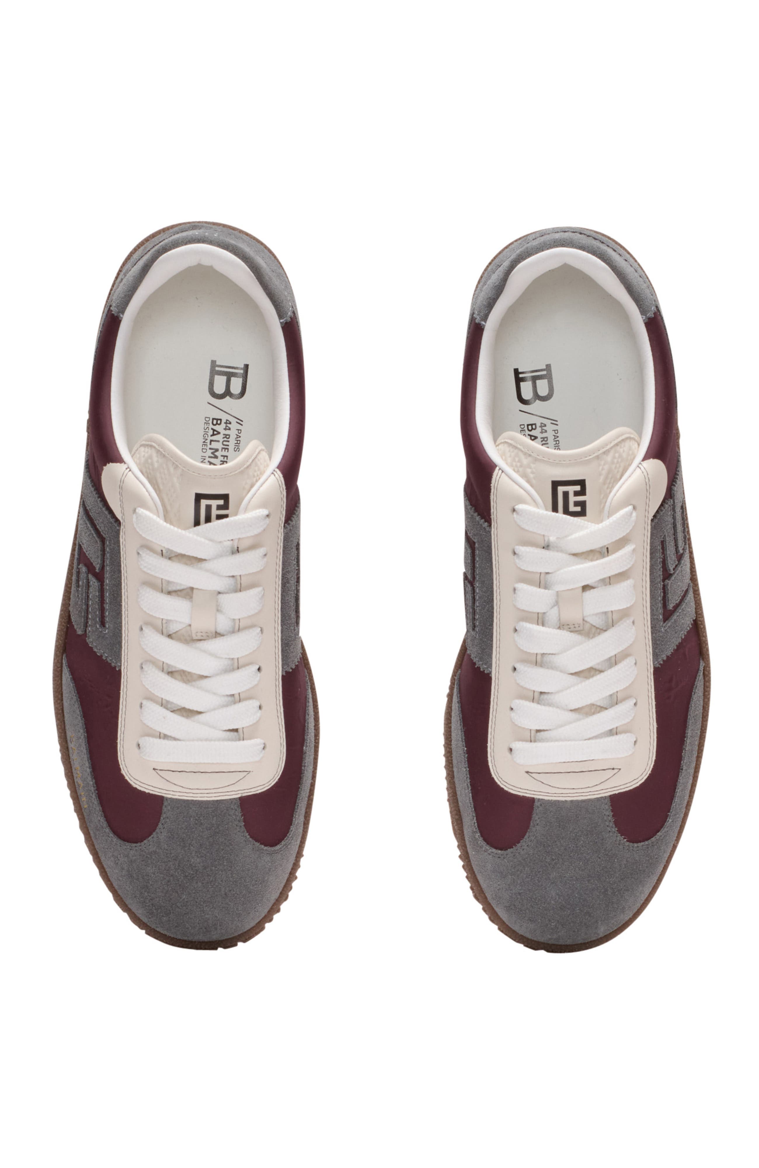 Balmain Swan suede and nylon trainers, Alternate, color, Red