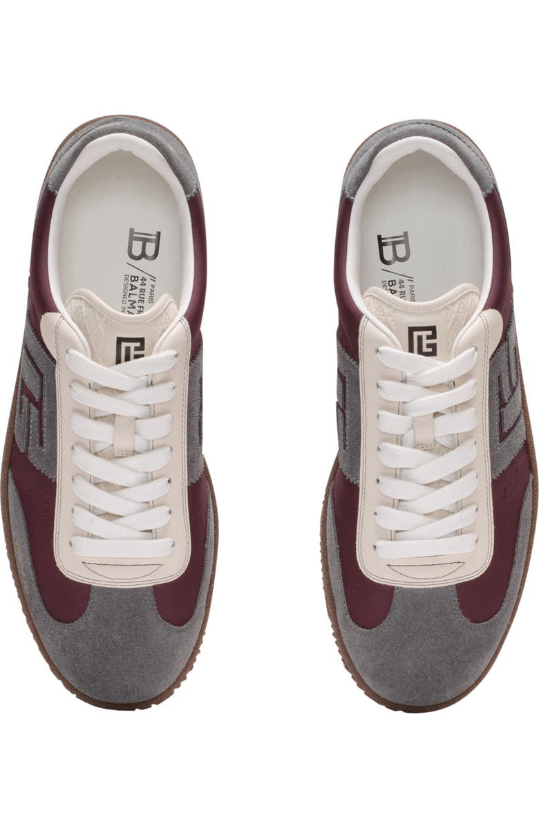 Balmain Swan suede and nylon trainers, Alternate, color, Red