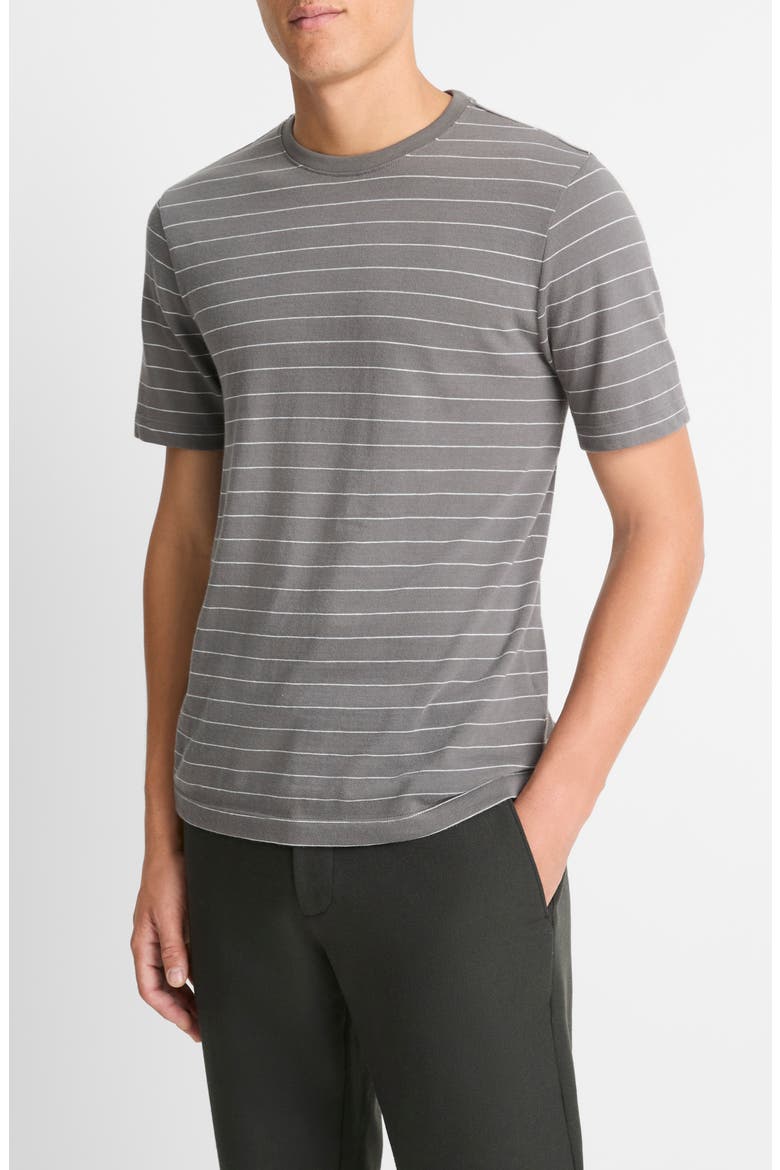 Stripe Crewneck T-Shirt, Alternate, color, RAIN CLOUD/ OPTIC WHITE