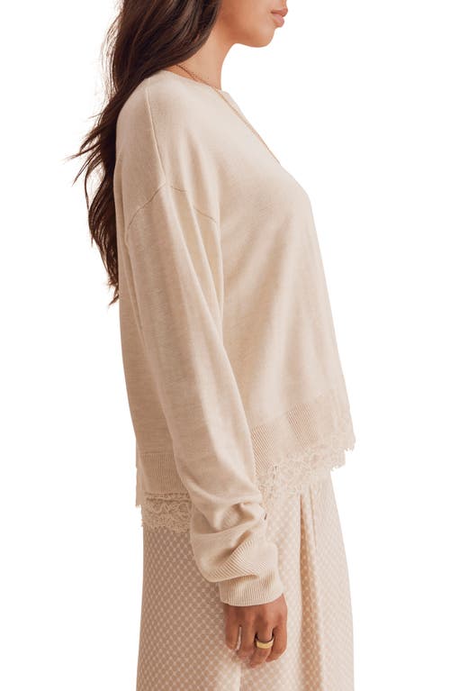 Splendid Georgie Lace Trim Pullover Sweater In Neutral