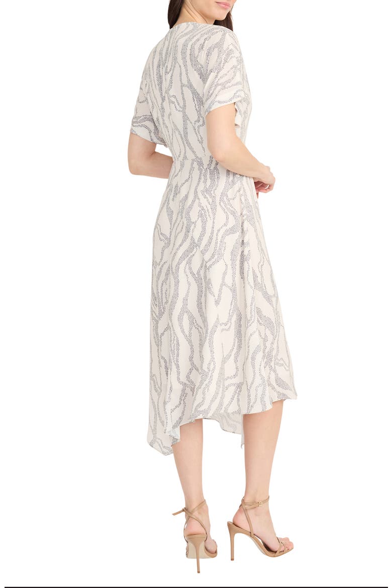 Abstract Print Asymmetric Midi Dress, Alternate, color, IVORY/ CHARCOAL