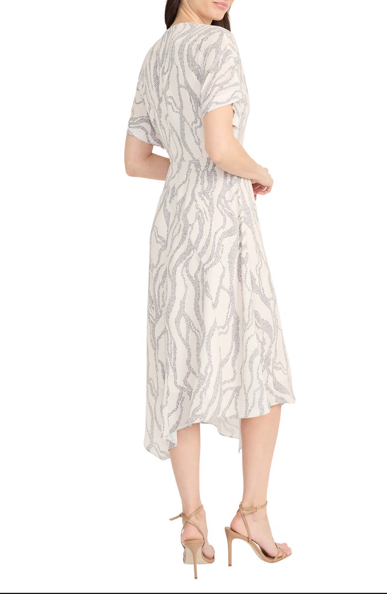 Maggy London Abstract Print Asymmetric Midi Dress, Alternate, color, Ivory/ Charcoal