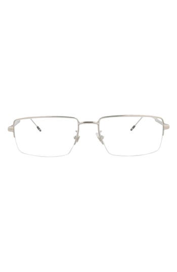 Montblanc 56mm Half Rim Rectangular Optical Glasses In Metallic